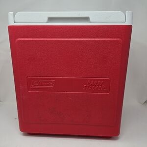 Coleman Party Stacker 6224 RARE Red 20 Can Ice Chest Cooler Flip Top Handle Tall